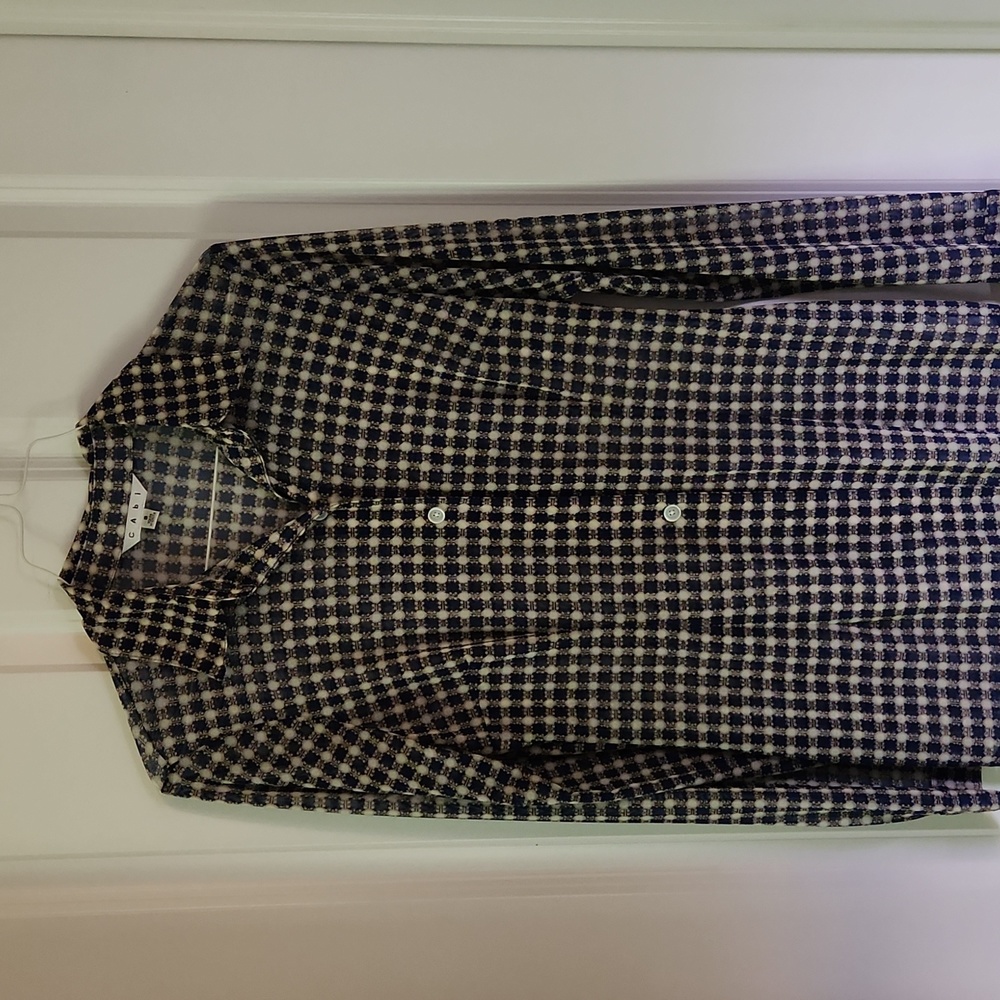 CAbi sheer dress blouse with breast darts, sz S.